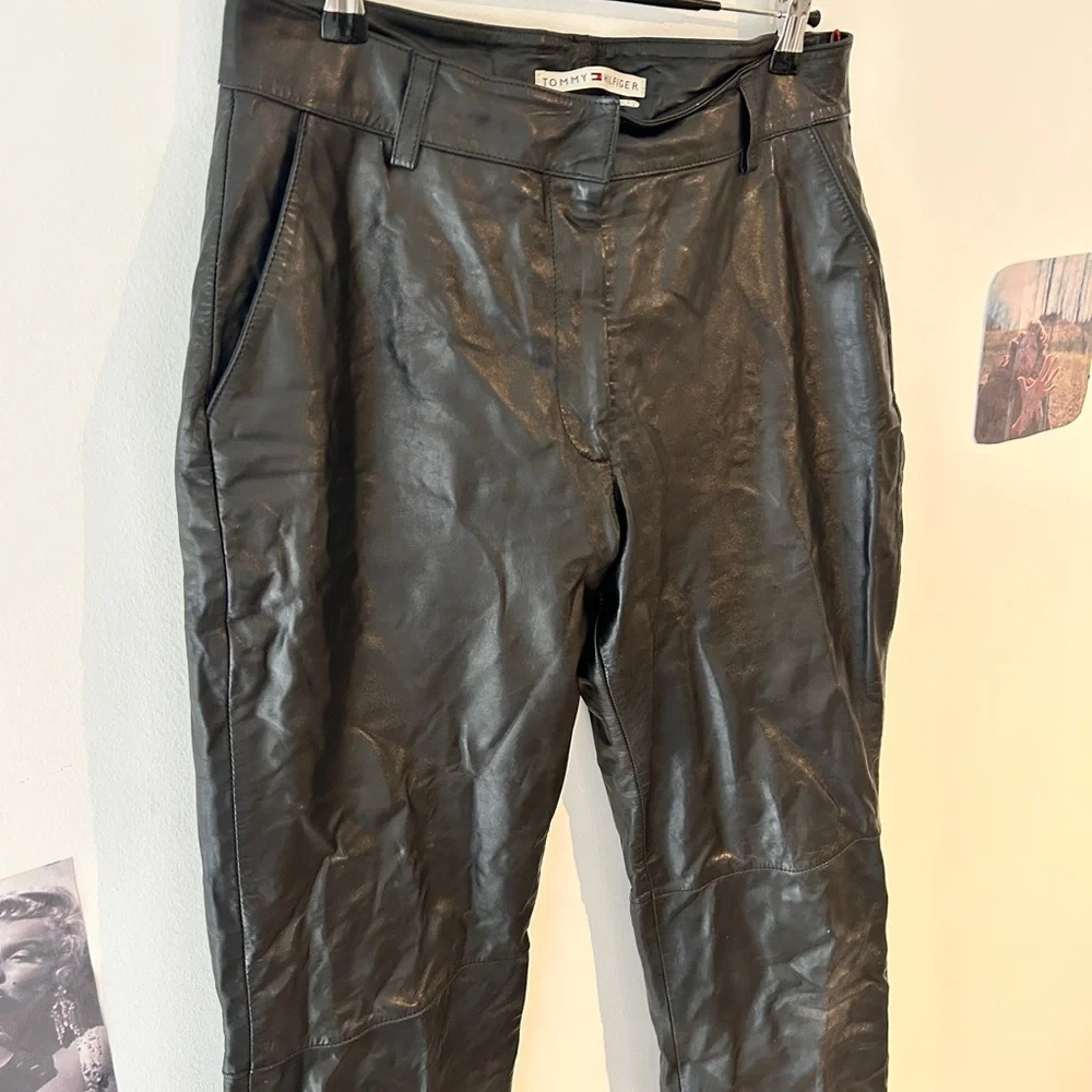 Tommy Hilfiger  Black Leather Pants - Picture 3 of 3